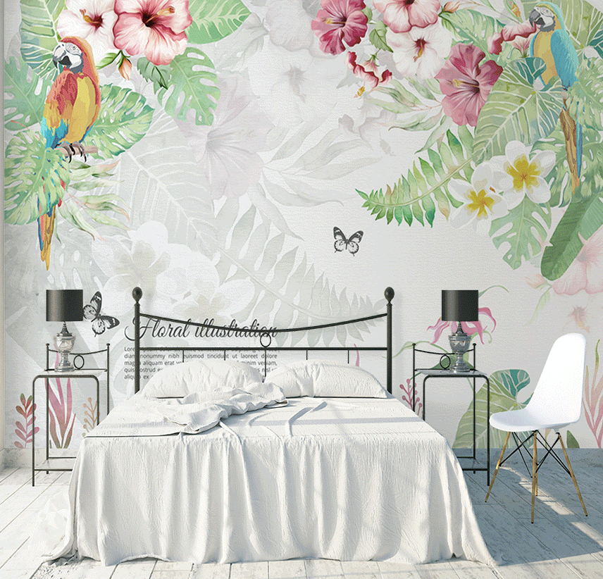 3D Blooming Lily Parrot WG151 Wall Murals