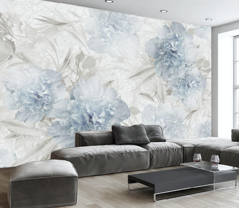 3D Blue Blooming Flower WG147 Wall Murals