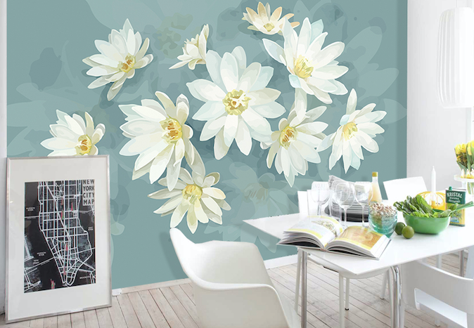 3D White Lotus WG186 Wall Murals