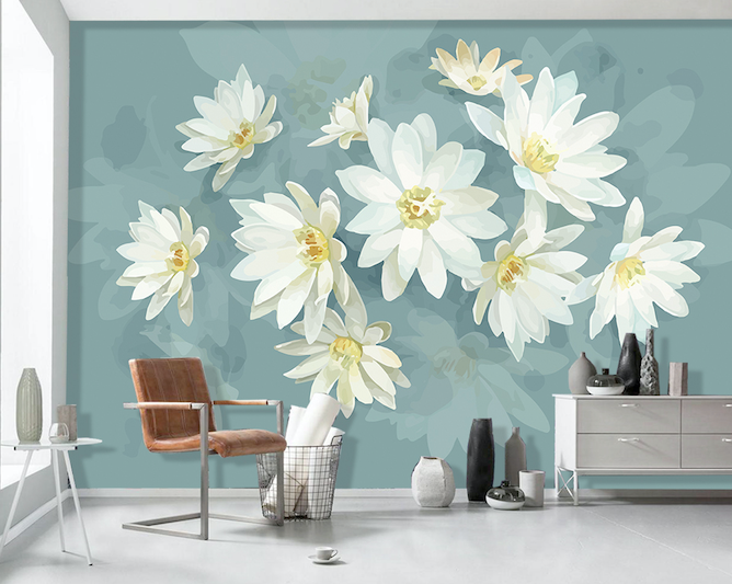 3D White Lotus WG186 Wall Murals