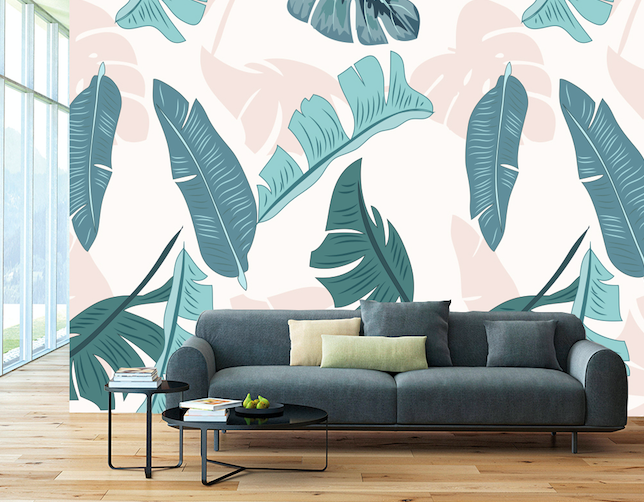 3D Big Leaf Pattern WG250 Wall Murals