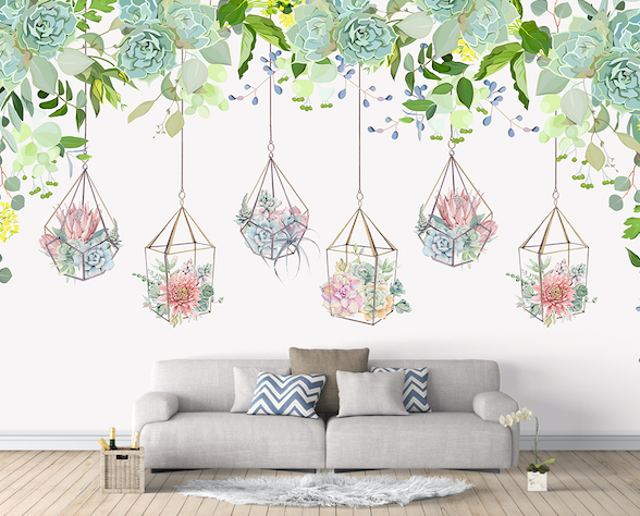 3D Succulents Flower WG248 Wall Murals