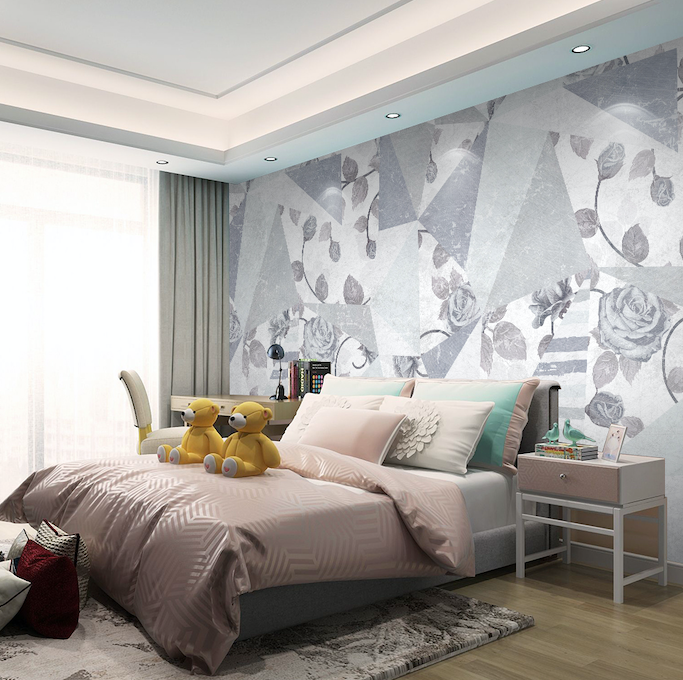 3D Gray Rose WG271 Wall Murals