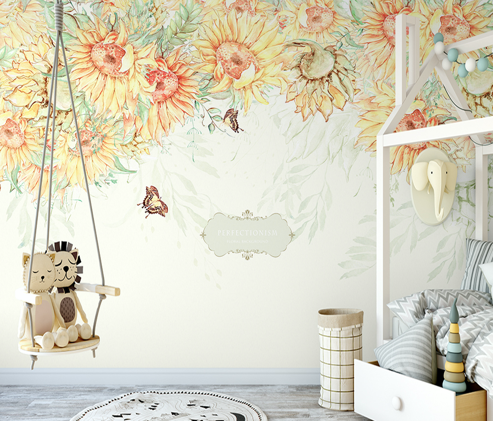 3D Sunflower Butterfly WG071 Wall Murals