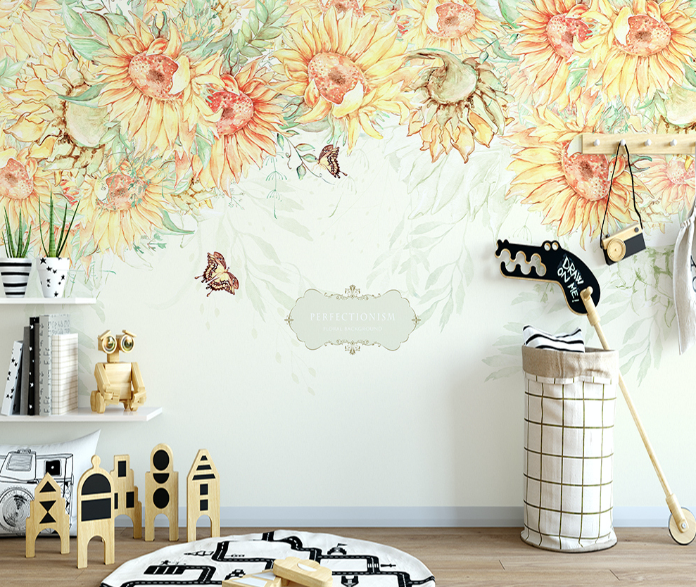 3D Sunflower Butterfly WG071 Wall Murals