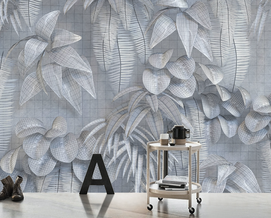 3D Minimalistic Leaves WG214 Wall Murals