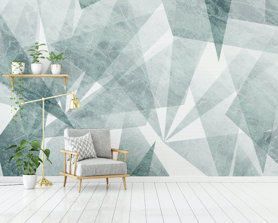 3D Green Triangle WG057 Wall Murals