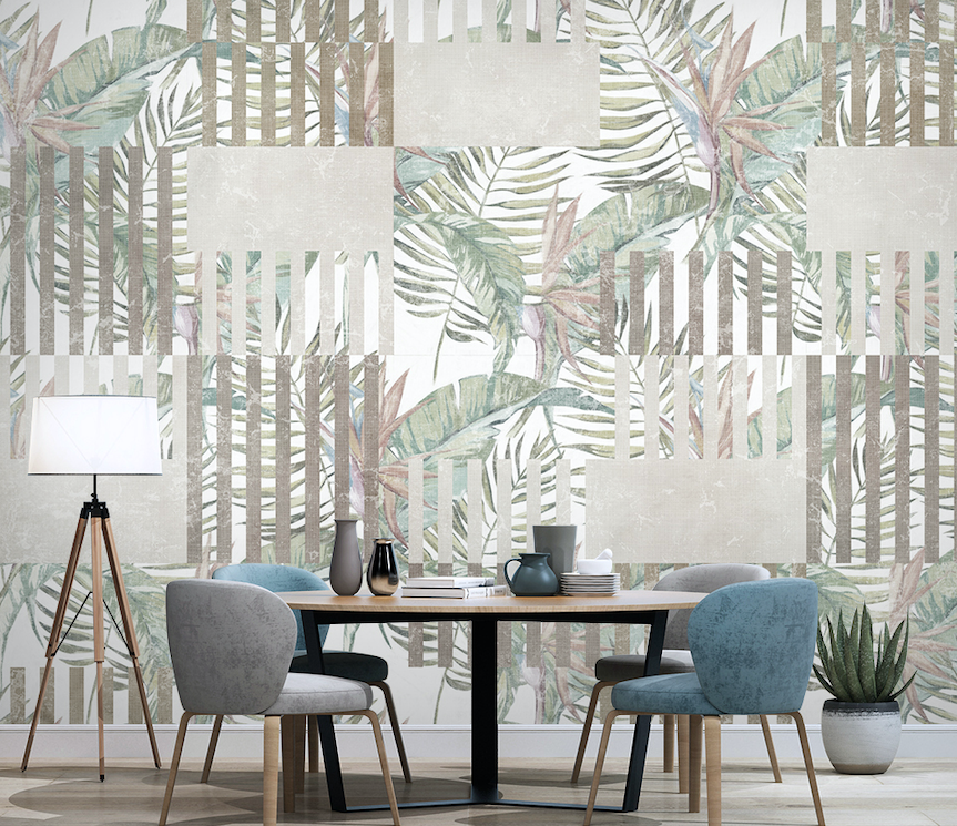 3D Grey Leaves WG062 Wall Murals