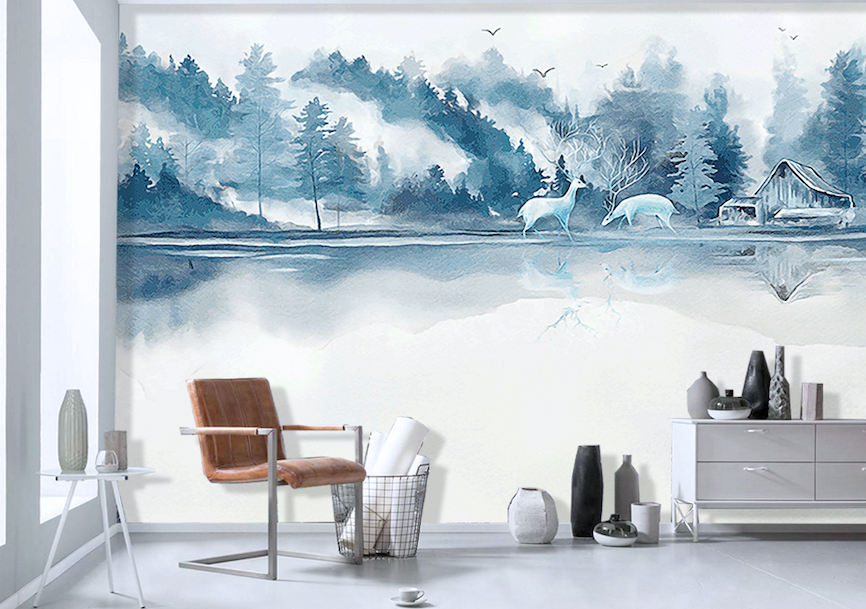 3D Deep Mountain River WG195 Wall Murals