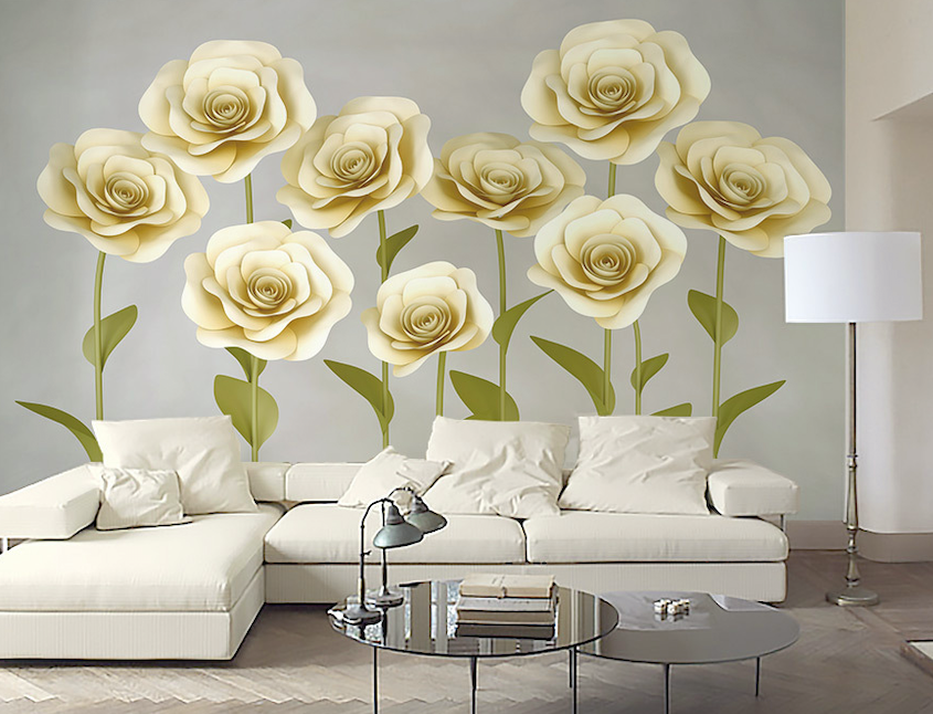 3D White Flowers WG248 Wall Murals