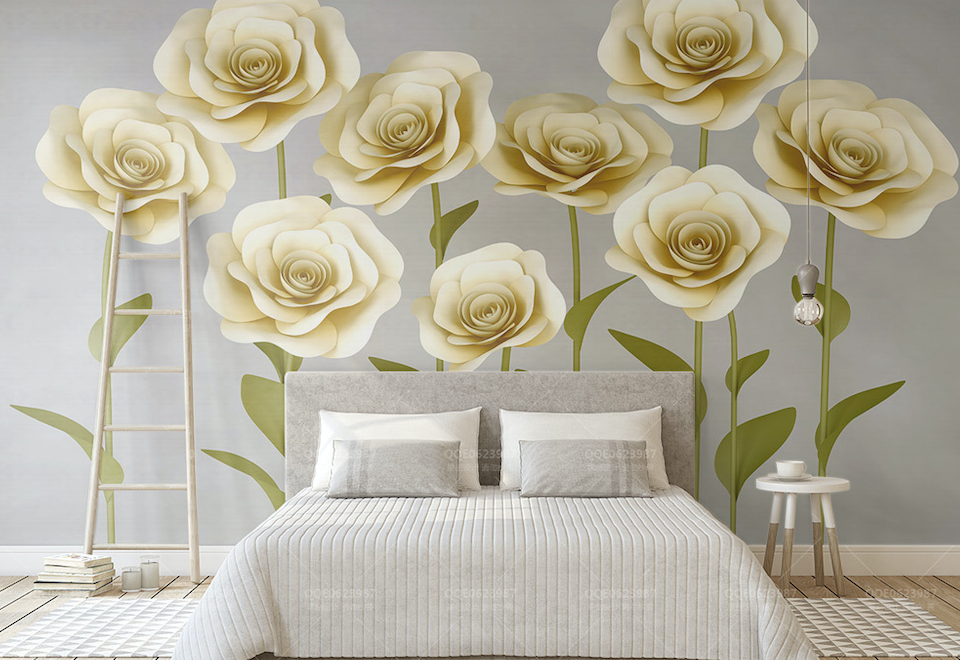 3D White Flowers WG248 Wall Murals