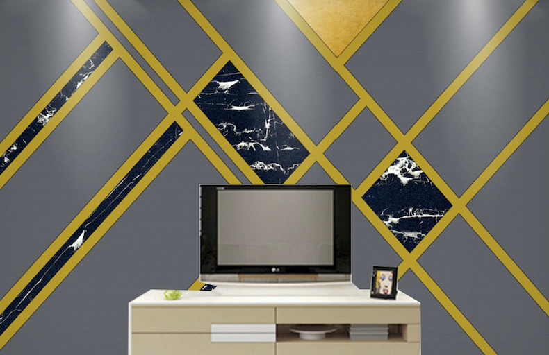 3D Golden Lines WG324 Wall Murals