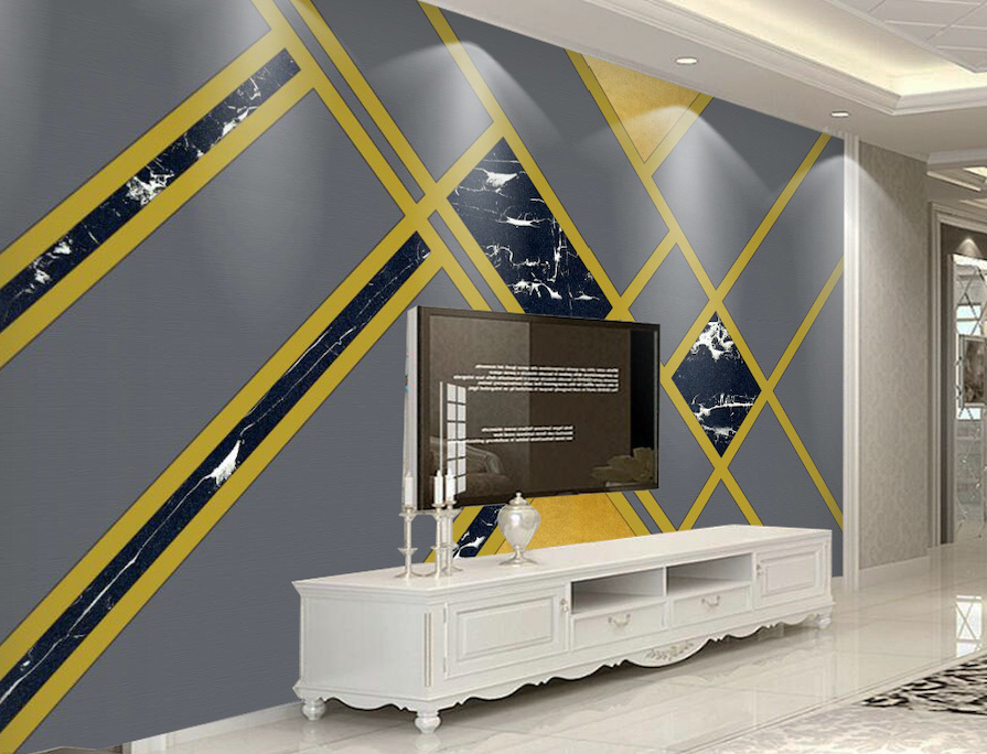 3D Golden Lines WG324 Wall Murals