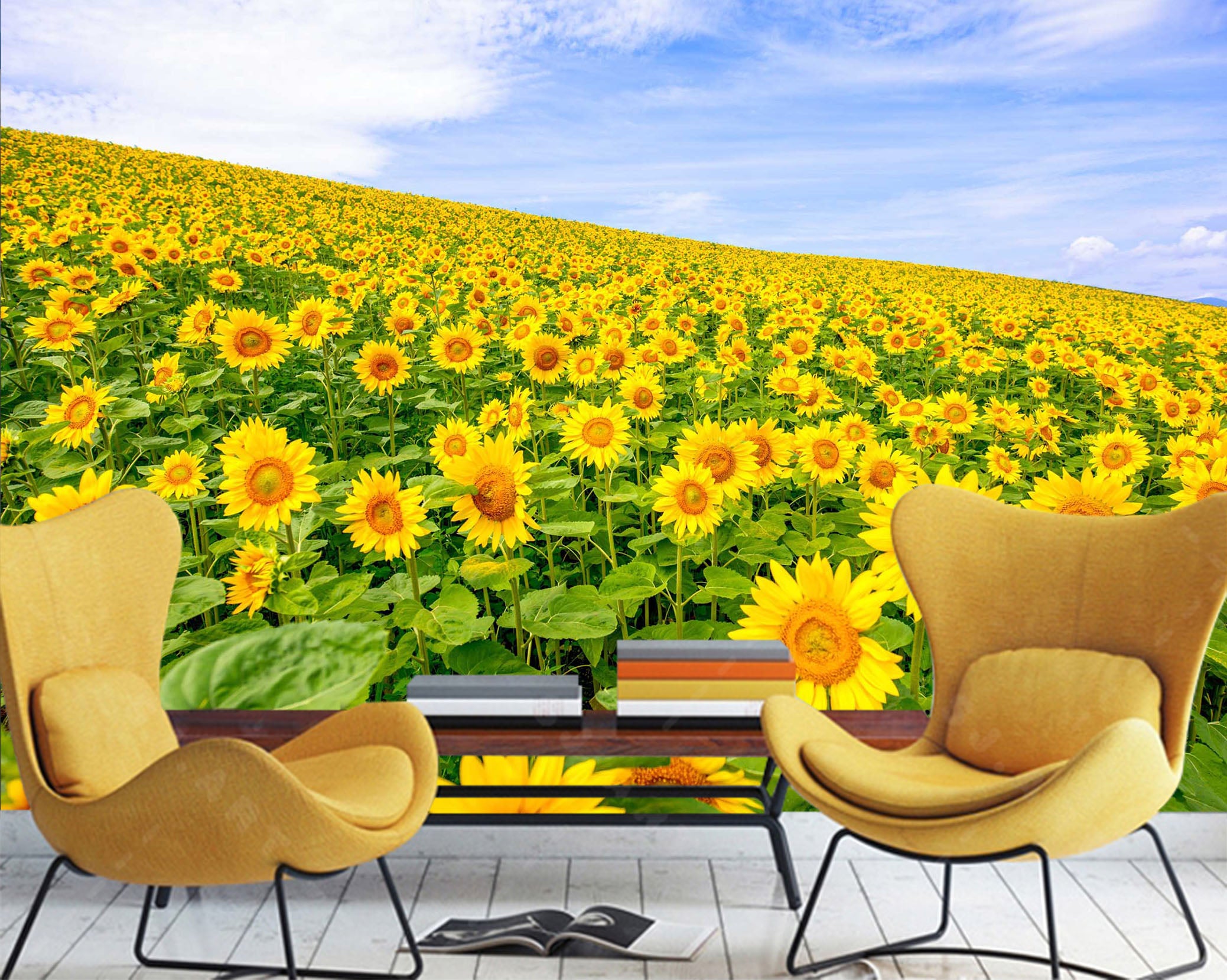 3D Sunflower Estate 1042 Wall Murals