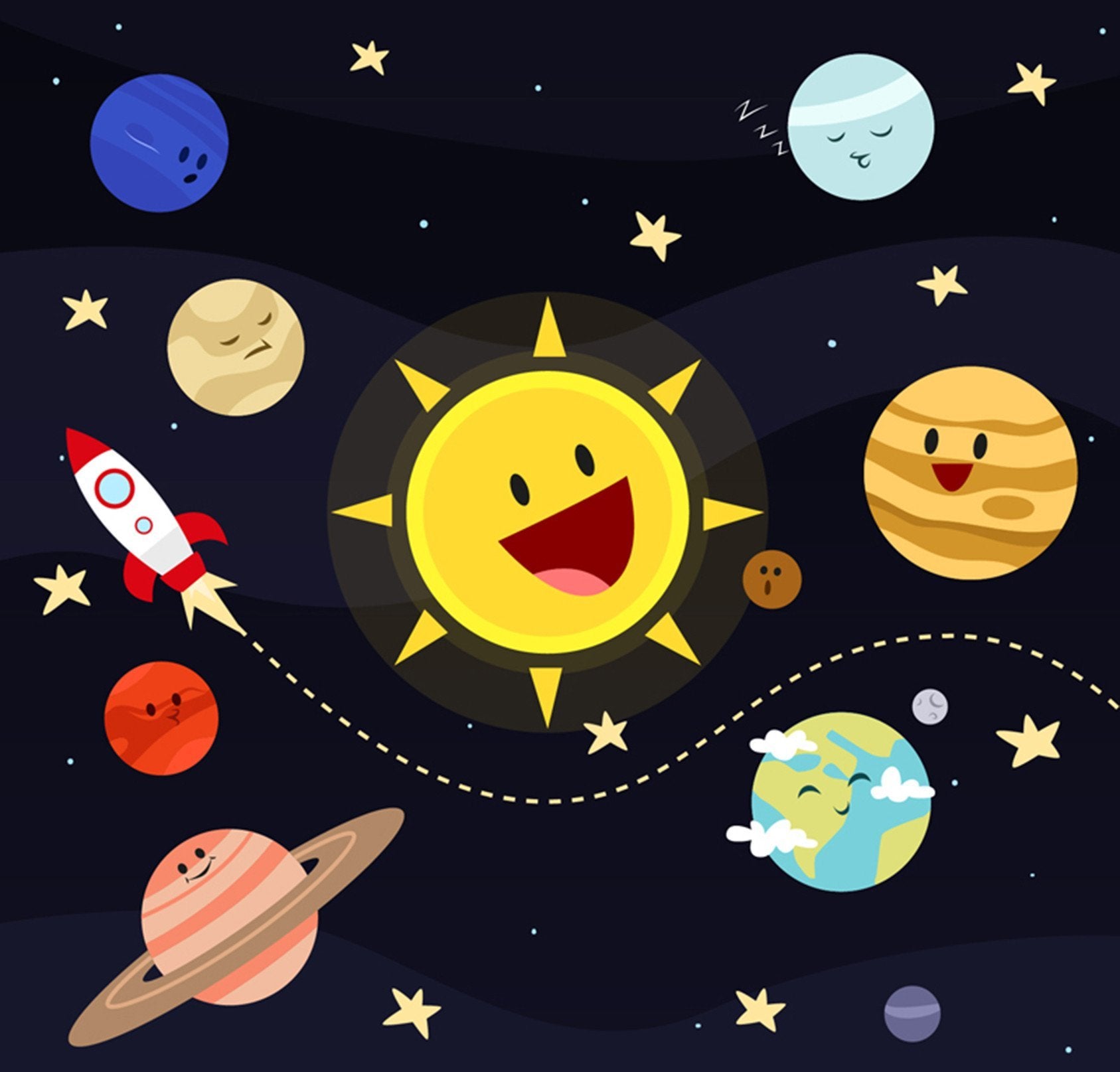 Space Smiling Planets Wallpaper AJ Wallpaper 