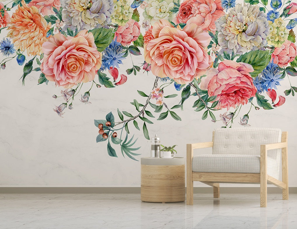 3D Rose Peony WC536 Wall Murals