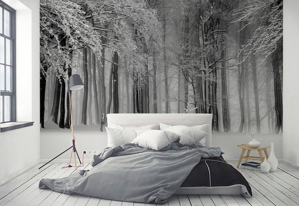 3D Deer Forest Snow WC479 Wall Murals