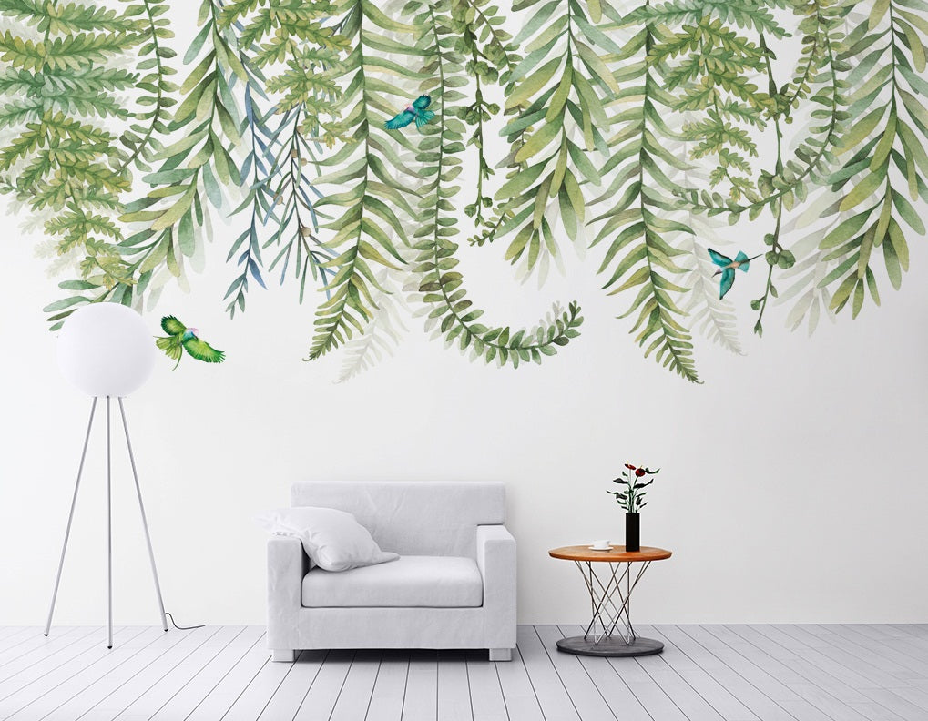 3D Vine Green Bird WC469 Wall Murals