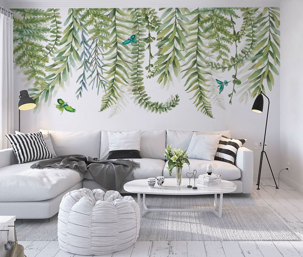 3D Vine Green Bird WC469 Wall Murals