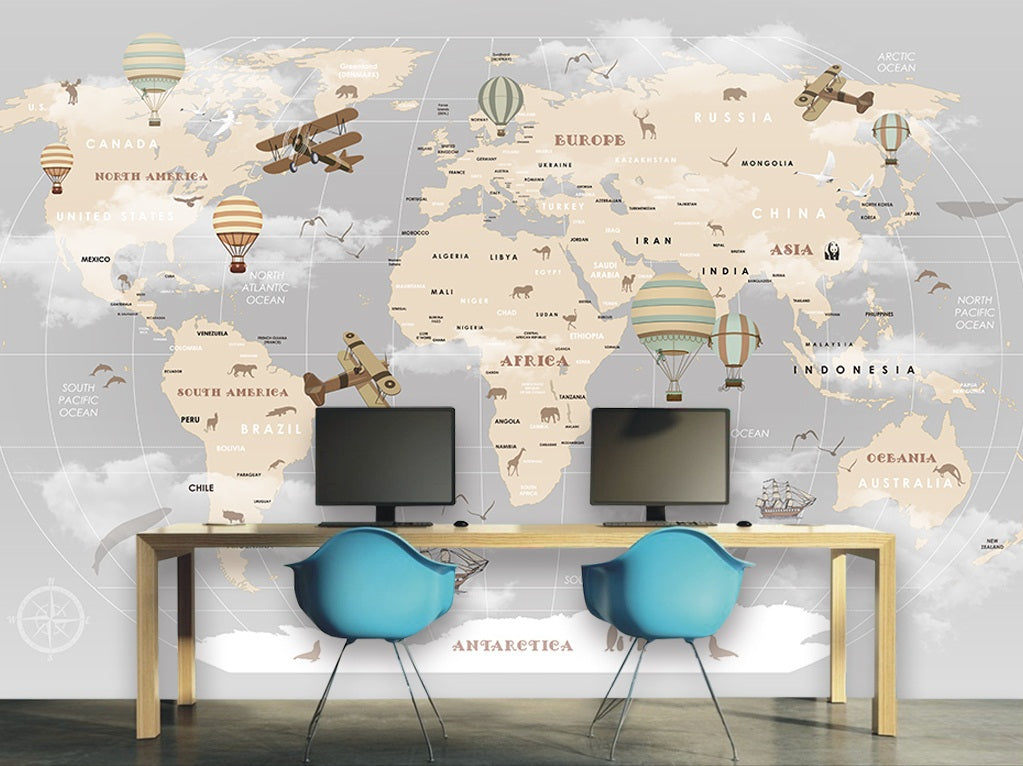 3D Balloon Map 2080 Wall Murals