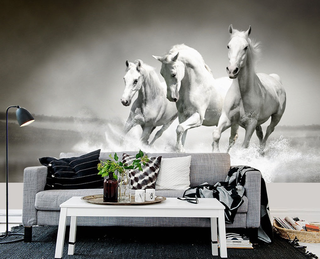 3D White Horse 2089 Wall Murals