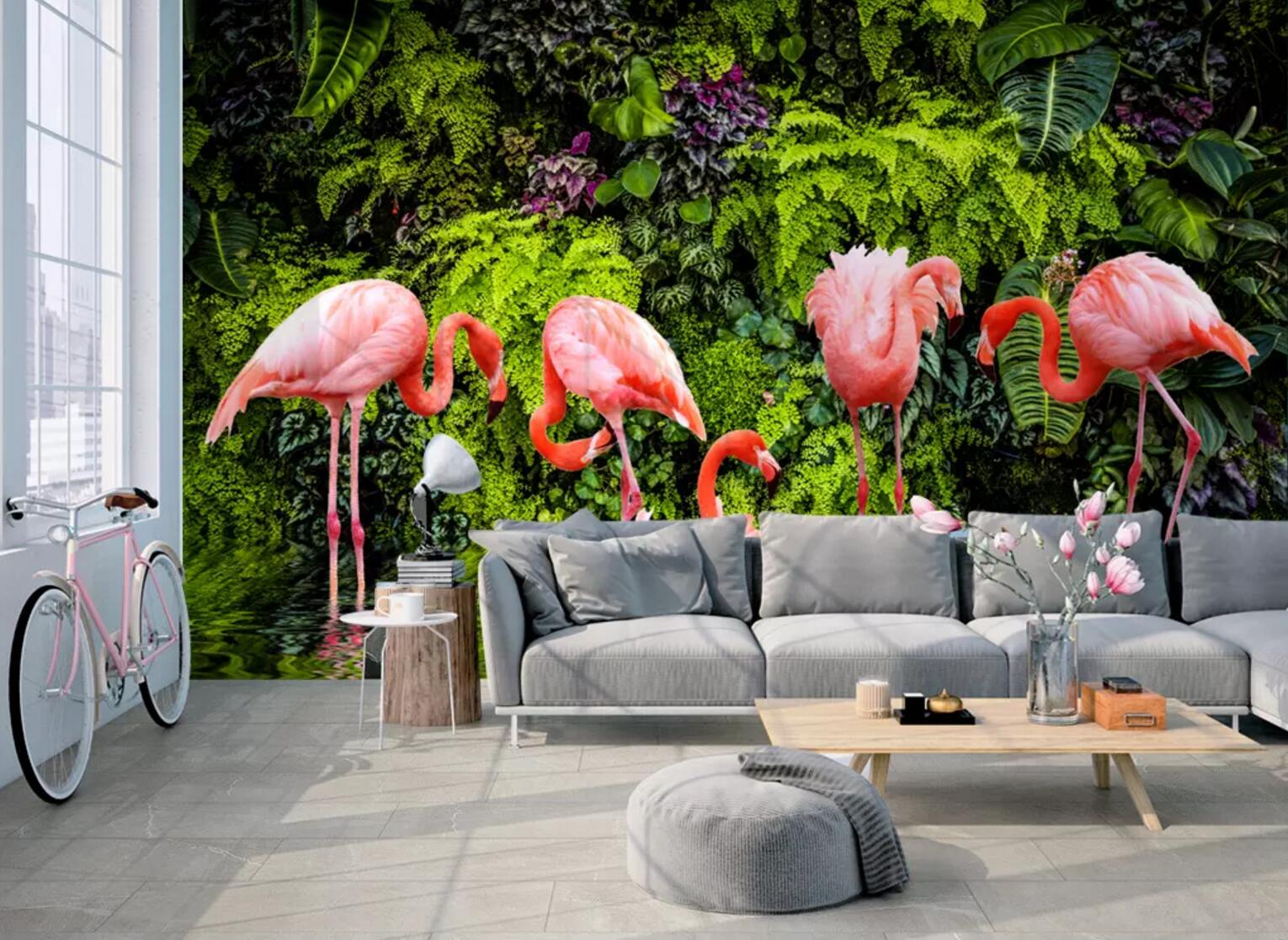 3D Parthenocissus Flamingo WC691 Wall Murals