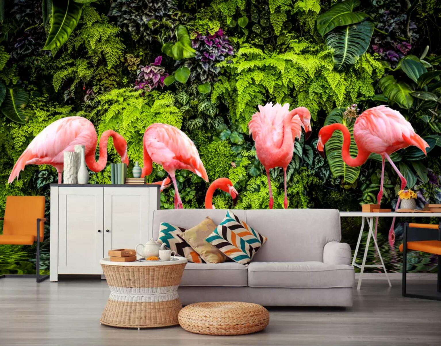 3D Parthenocissus Flamingo WC691 Wall Murals