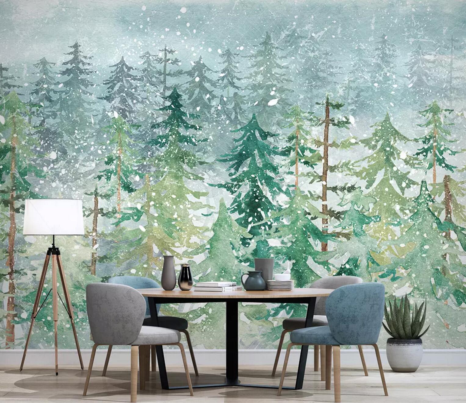 3D Woods Snow WC778 Wall Murals