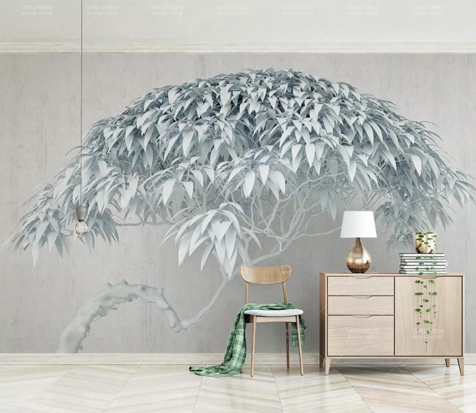 3D Blue Leaf Tree WC680 Wall Murals