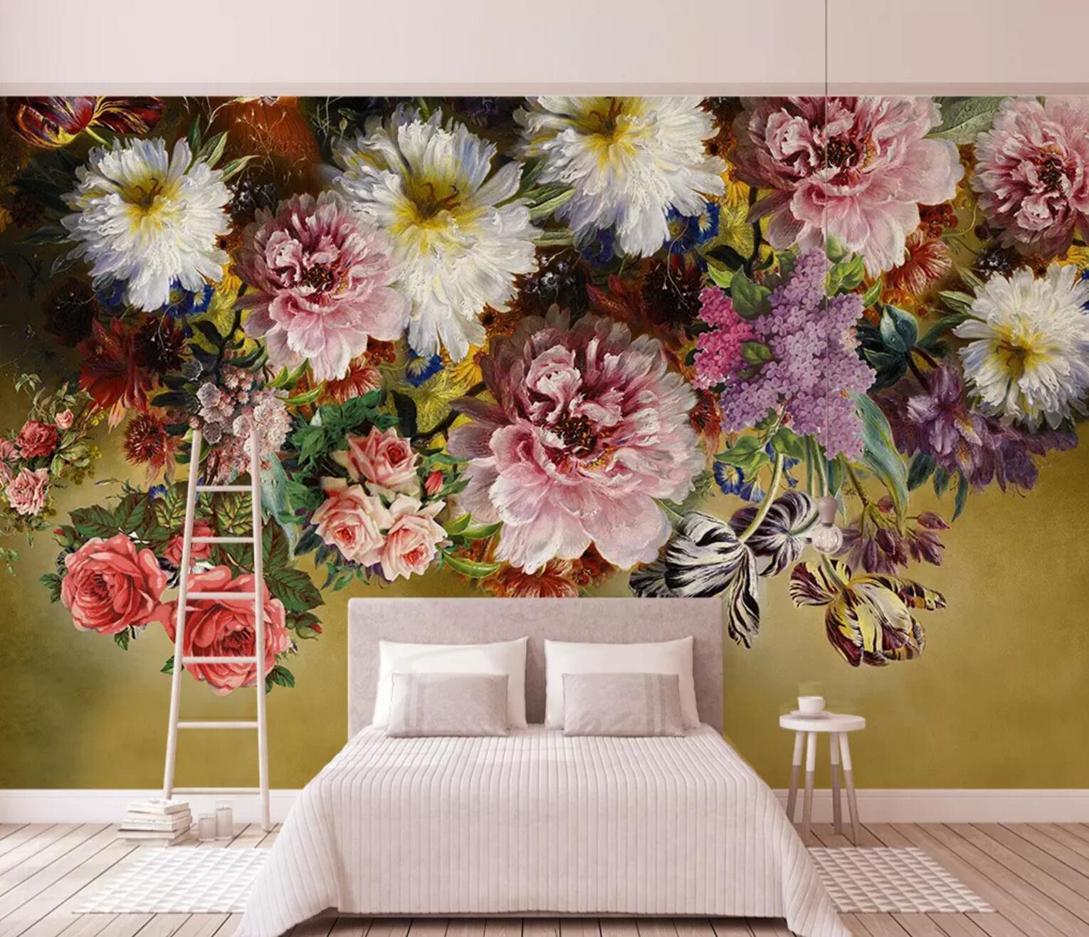 3D Bright Peony WC580 Wall Murals