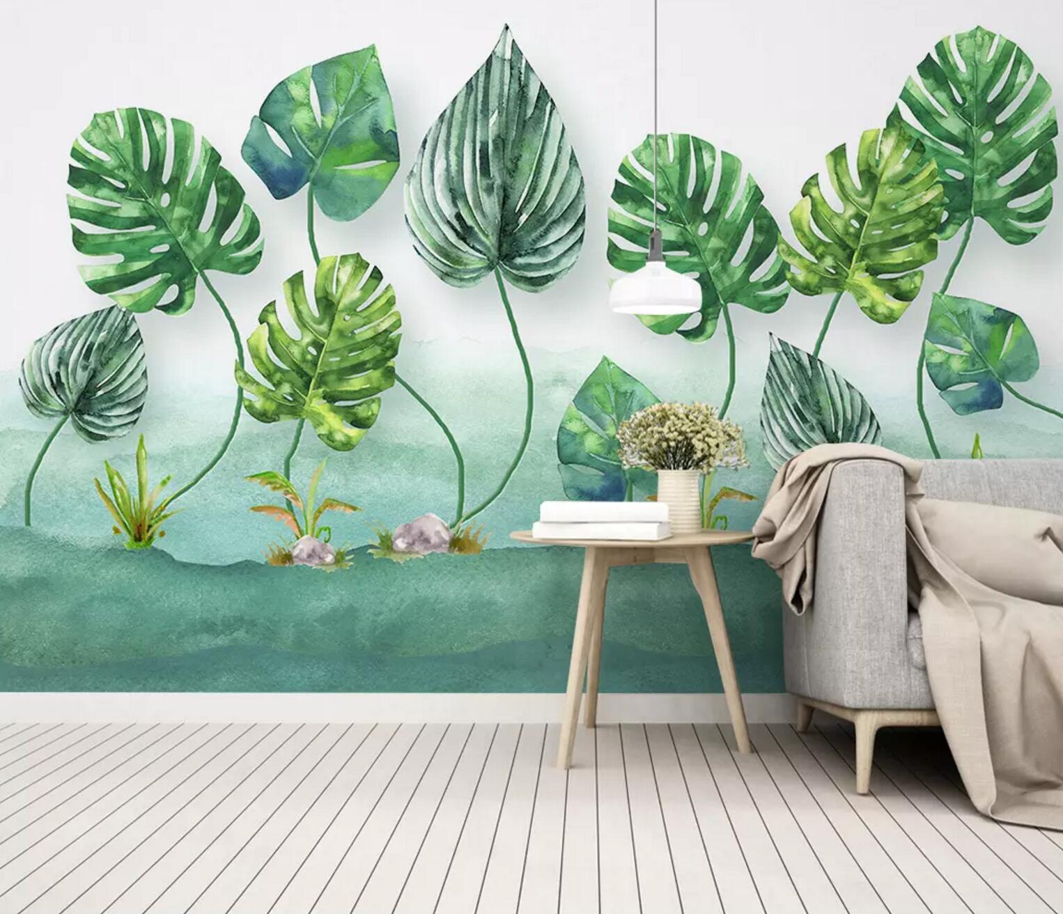 3D Green Leaf WC623 Wall Murals