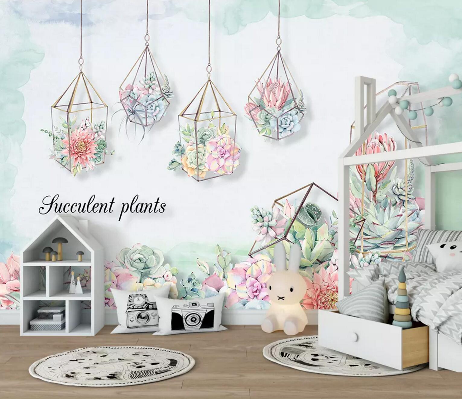 3D Succulents Plant WC685 Wall Murals