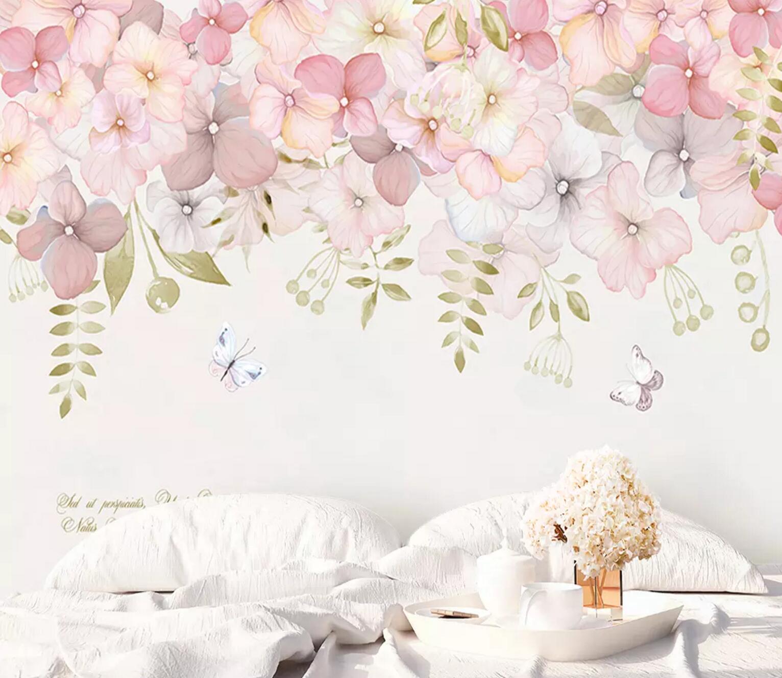 3D Pink Blooming Flower WC739 Wall Murals