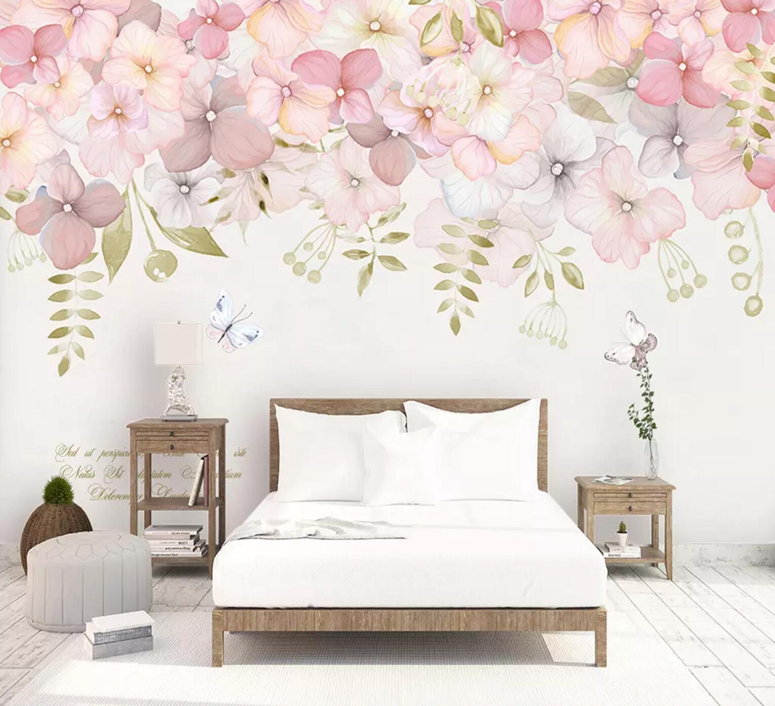 3D Pink Blooming Flower WC739 Wall Murals