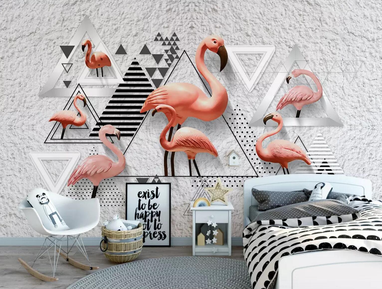 3D Triangle Flamingo 141 Wallpaper AJ Wallpaper 