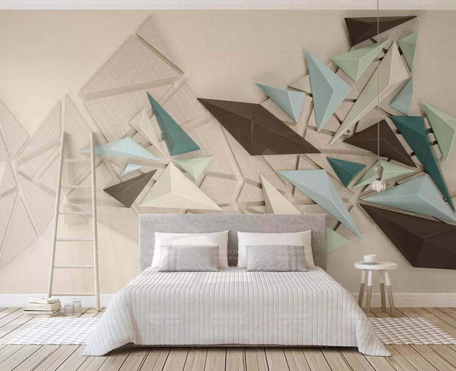 3D Green Triangle WC555 Wall Murals