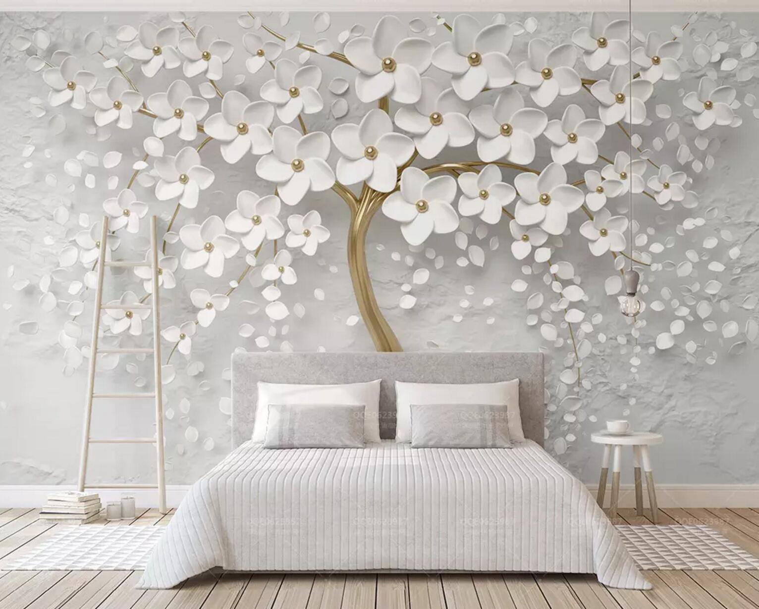 3D White Flower Tree WC794 Wall Murals