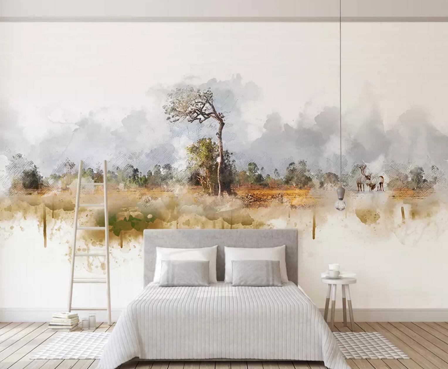 3D Tree Steppe WC490 Wall Murals