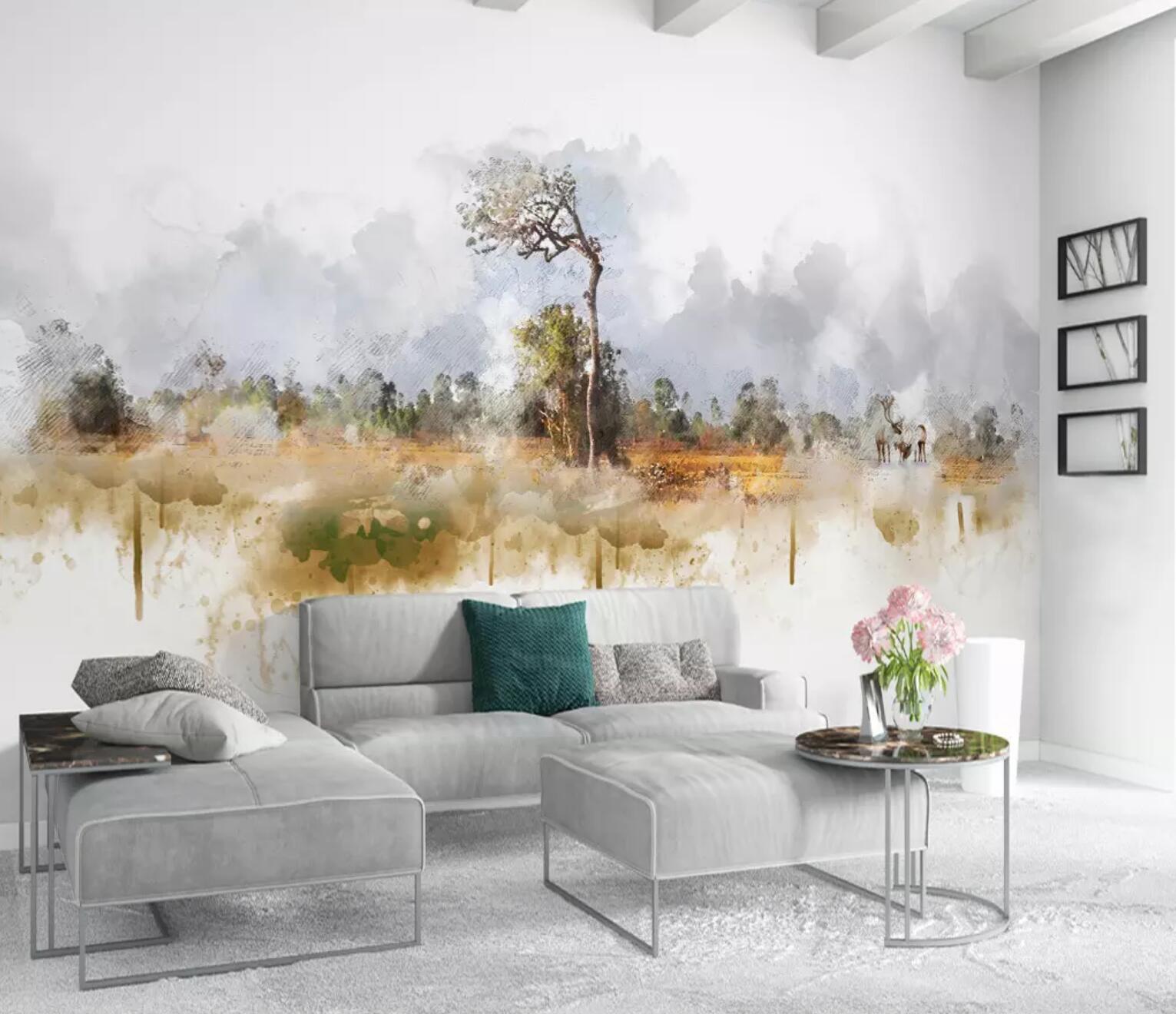 3D Tree Steppe WC490 Wall Murals