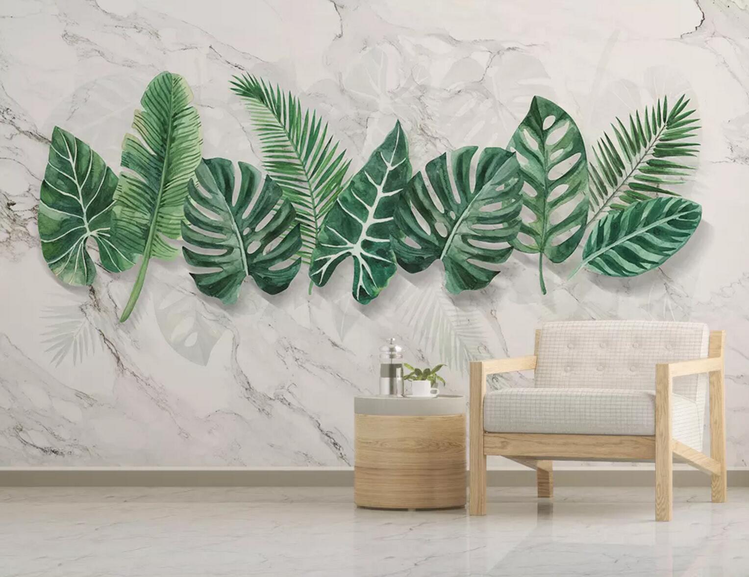 3D Plantain Leaves WC522 Wall Murals