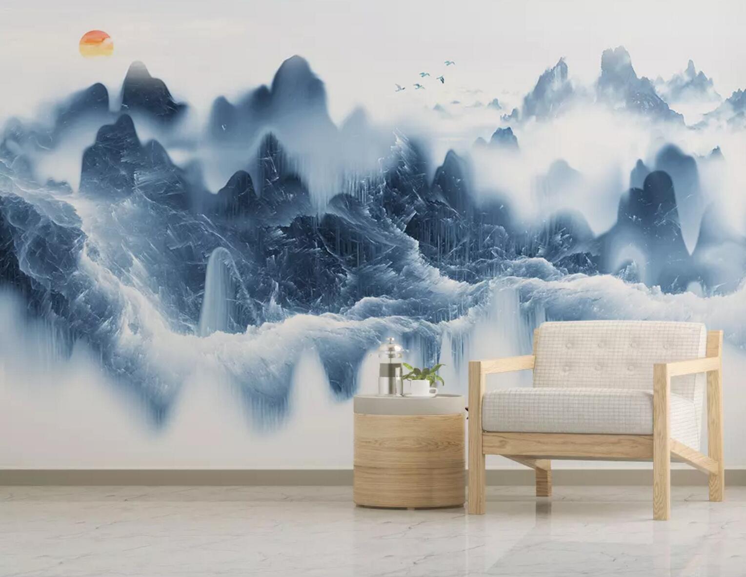 3D Blue Mountains WC509 Wall Murals