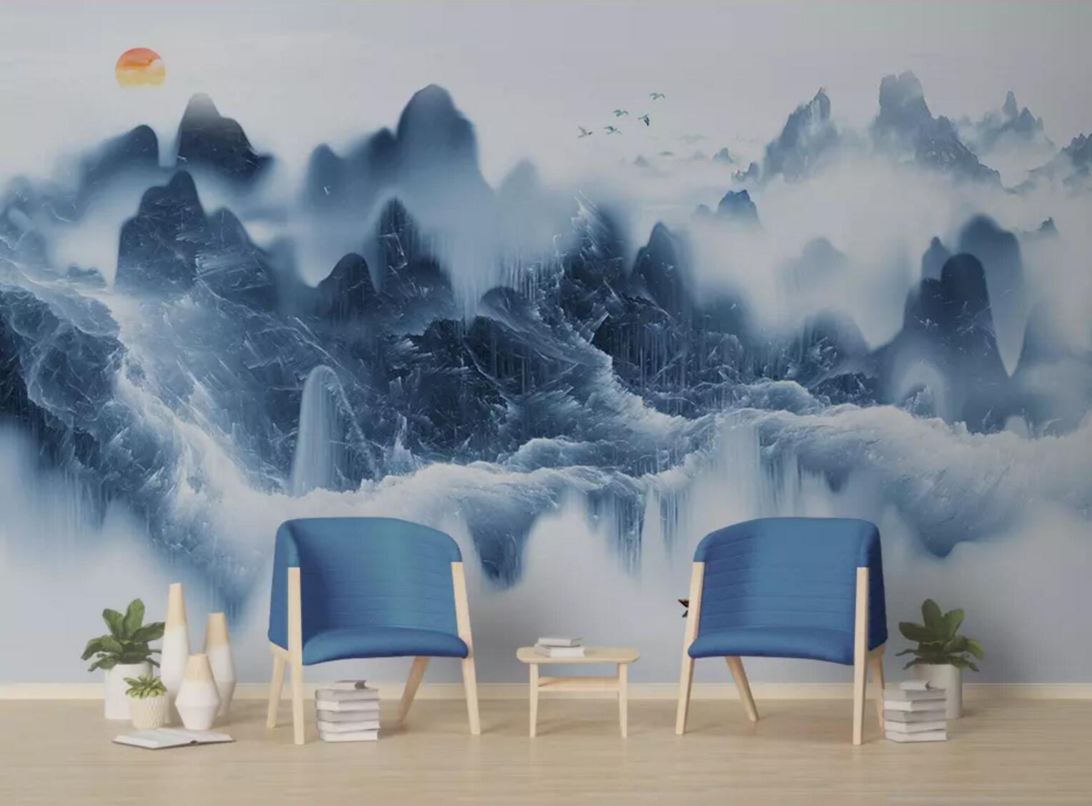 3D Blue Mountains WC509 Wall Murals