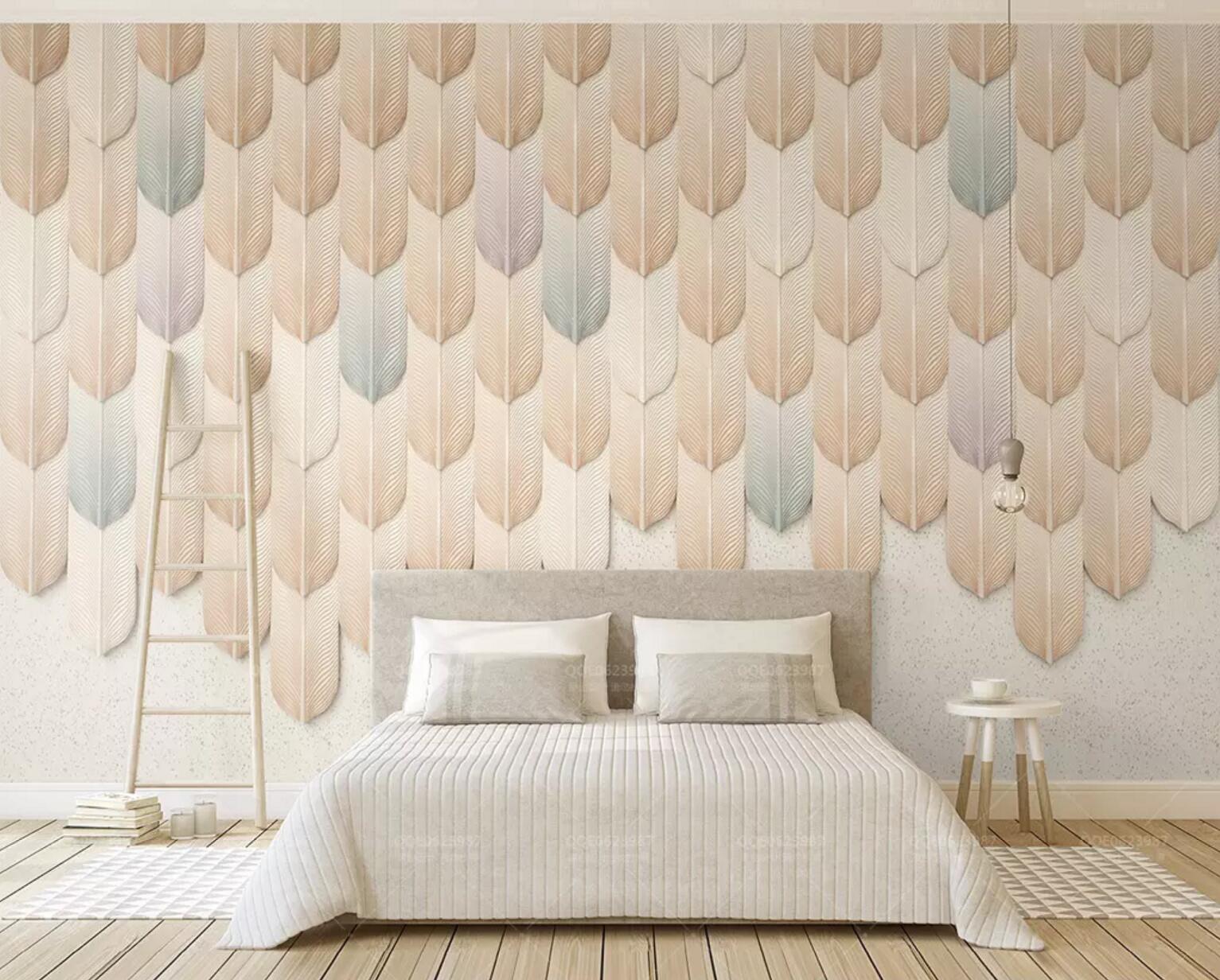 3D Yellow Feather WC667 Wall Murals