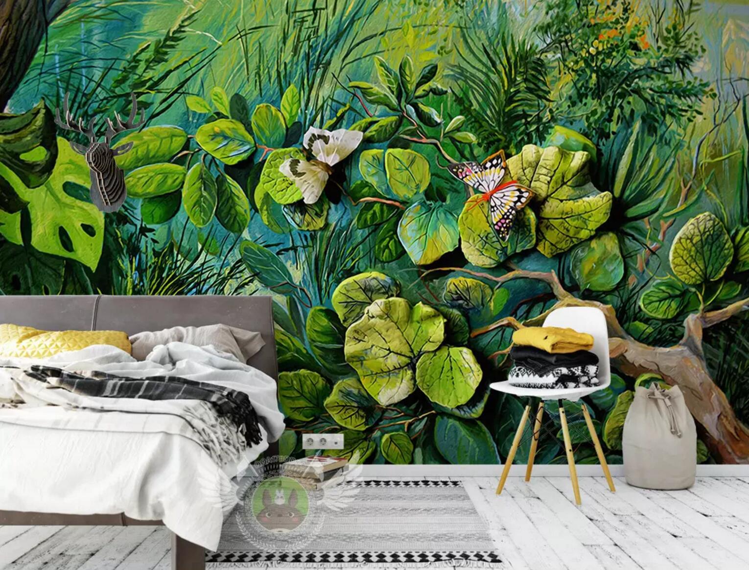 3D Embossed Leaves WC364 Wall Murals