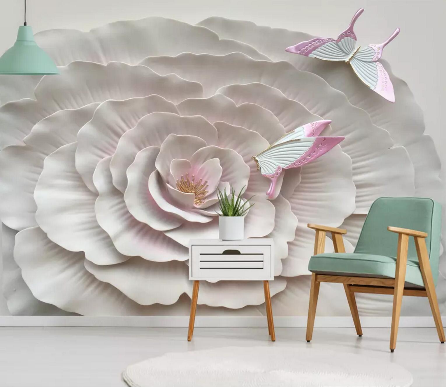 3D Butterfly Flower WC635 Wall Murals