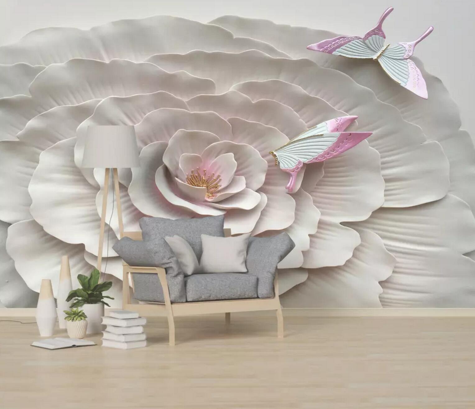 3D Butterfly Flower WC635 Wall Murals