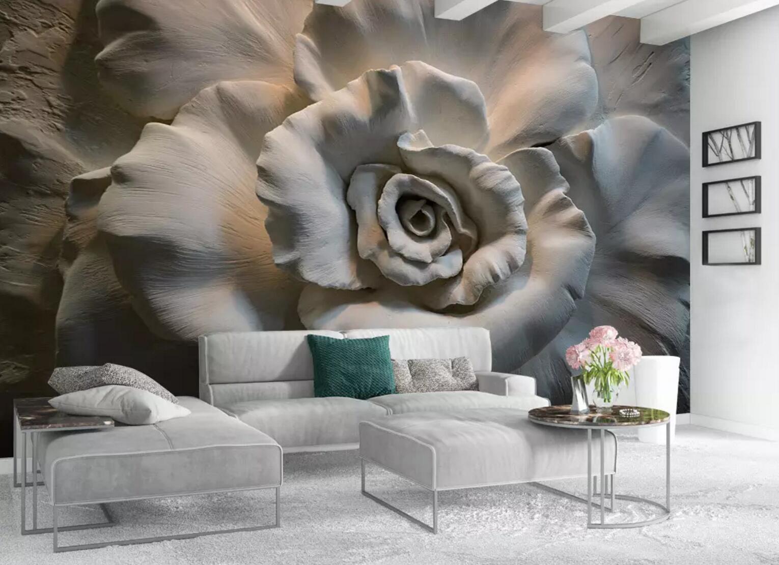 3D Carved Roses WC445 Wall Murals