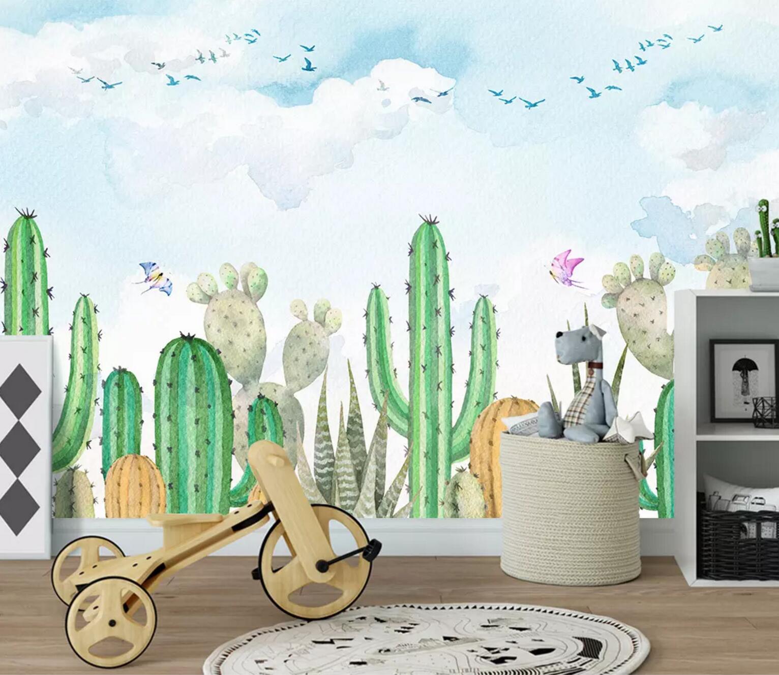 3D Cactus Bird WC764 Wall Murals