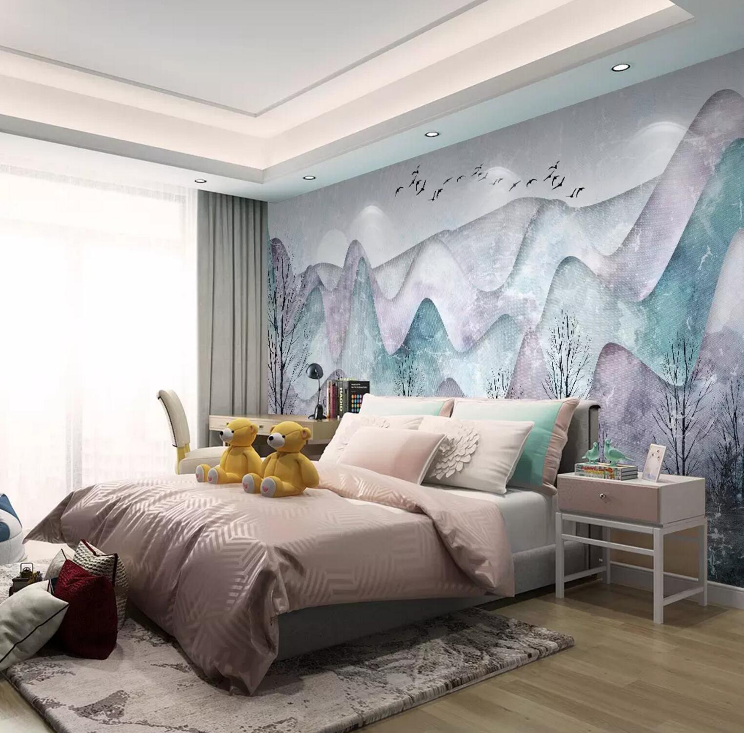 3D Purple Valley Tree WC804 Wall Murals