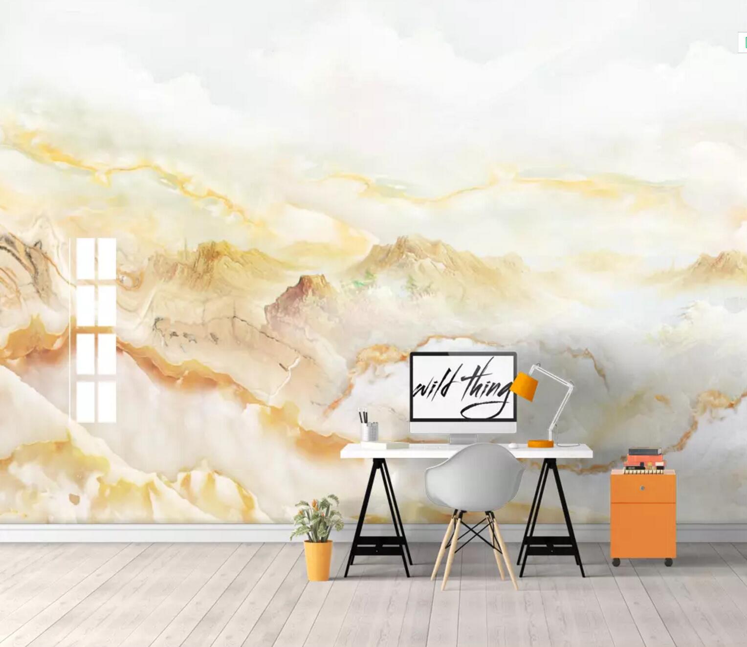 3D Yellow Mountain WC747 Wall Murals